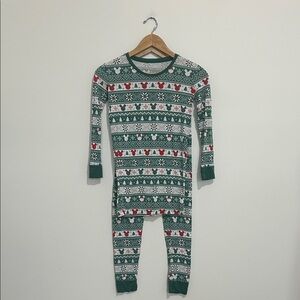Little Sleepies Green Mickey Fair Isle Bamboo Pajamas Size 12 14